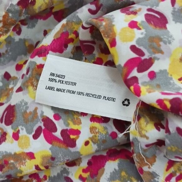 Gap Blouse Multi Floral Button Down Elastic Tie Waist Long Sleeve Womens Size XS - Picture 7 of 7